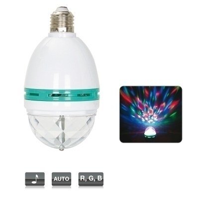 Efecto LED Bombilla E27 3x1W RGB Ritmo Musica