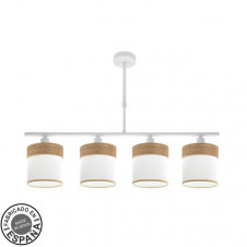 Lampara Cloe 4xe14 Blanca/blanca-madera Clara Regx75x14 cm