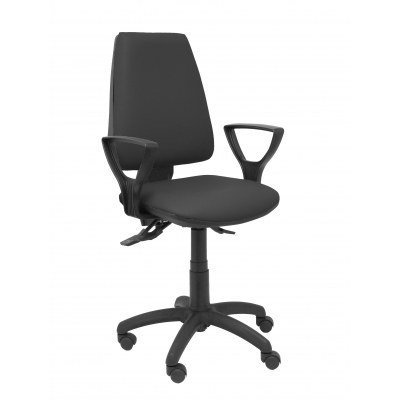 Silla Elche asincro similpiel negro con brazos fijos