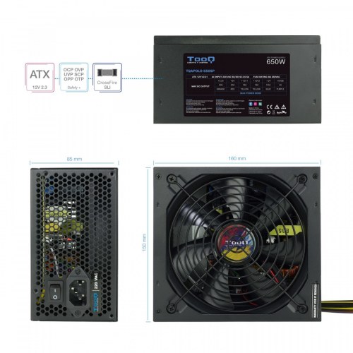 TooQ TQAPOLO-650SP fuente de alimentación 650 W 20+4 pin ATX ATX Negro