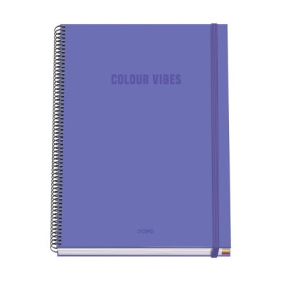 Dohe Colour Vives Cuaderno Espiral A4 100 Hojas Microperforadas Cuadricula 5mm - Tapa Dura Carton Forrado - Cierre de Goma - Bandas de Color - Color Morado