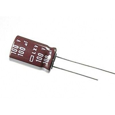 100uF 100Vdc 105ºC Condensador Electrolitico 10x20mm Radial