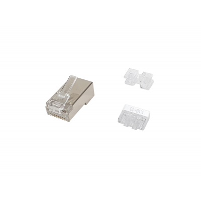 121147 conector RJ-45 Acero satinado, Transparente