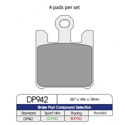 Pastillas de freno metal sinterizado estándar DP BRAKES DP942
