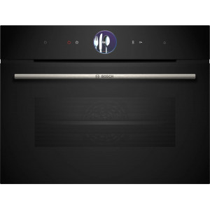 Horno compacto con vapor Bosch CSG7361B1, Serie 8, 47 litros, 21 funciones, EasyClean + Steam Clean, AirFry opcional, Home Connect, TFT táctil, negro