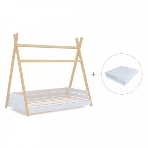 Cama júnior Montessori madera 90x200 cm + toldo Mare · Homy Life XL