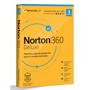 Antivirus Norton 360 Deluxe, 3 dispositivos, 1 usuario, 25GB