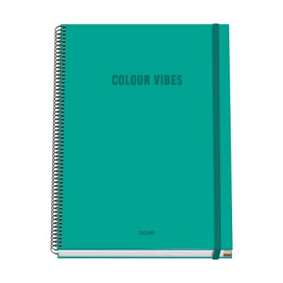 Dohe Colour Vives Cuaderno Espiral A4 100 Hojas Microperforadas Cuadricula 5mm - Tapa Dura Carton Forrado - Cierre de Goma - Bandas de Color - Color Verde