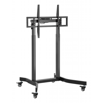 Soporte de suelo motorizado pro con ruedas para monitor/TV 120kg de 55-100, Negro