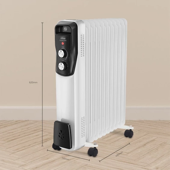 Radiador de aceite Ufesa Antares 2500, 2.500 W, 11 elementos, termostato regulable, blanco - imagen 4