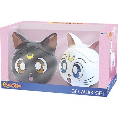 Pack tazas 2 unidades taza 3d sailor moon luna & artemis