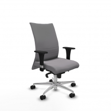 Piqueras y Crespo Albacete confidente sincro similpiel gris brazos 1D base aluminio ruedas 65 mm nailon