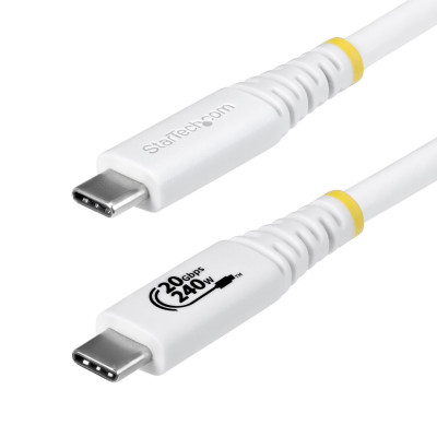 Cable USB4 2m - Cable USB-C Certificado USB-IF - 20Gbps - PD 240W EPR - 4K120 - DP 1.4 - Cable USB Tipo C - Recubrimiento de TPE - Blanco