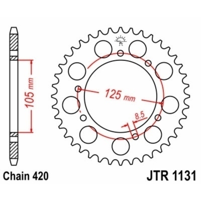 Corona JT SPROCKETS acero estándar 1131 - Paso 420 JTR1131.50