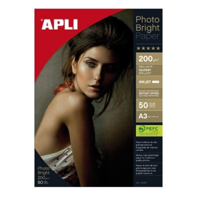 APLI Paq.50h papel fotografico brillo 200g A3