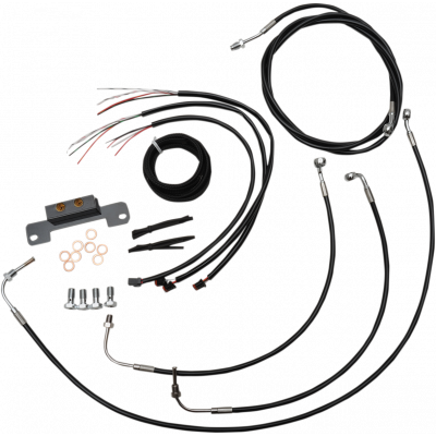 Kit completo de líneas de freno/cables trenzados en vinilo negro LA CHOPPERS LA-8055KT2-16B