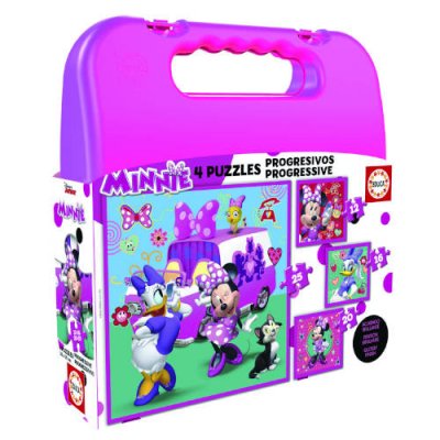 MALETA PUZZLES PROGRESIVOS MINNIE HAPPY HELPERS 12-16-20-25 DE 3-5 AÑOS EDUCA BORRAS 17638