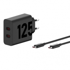 CARGADOR DE PARED MOTOROLA TURBOPOWER GAN X2 USB-C 125W 20V/6.25A BLACK + CABLE USB-C 1M