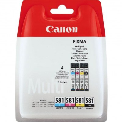 Multipack tinta canon cli 581 pixma tr7550 - ts6150 - ts6151 - ts8150 - ts8151 - ts8152 - ts9150 - ts9155