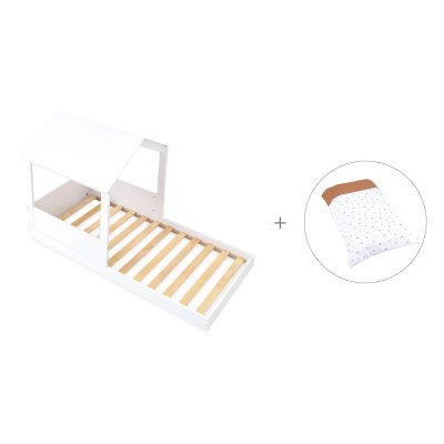 Cama-casita Montessori 90x190 cm + textil Ariake · Bianca Tre