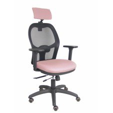 Piqueras y Crespo Silla Jorquera traslack malla negra asiento bali rosa brazos 3D cabecero regulable