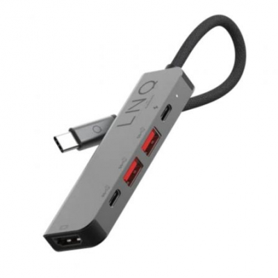 Hub USB Tipo-C Linq LQ48014/ 1xUSB Tipo-C/ 2xUSB/ 1xHDMI 4K/ 1xUSB Tipo-C PD/ Gris
