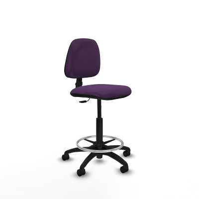 Taburete Isso CP bali morado sin brazos base poliamida ruedas nailon 50mm