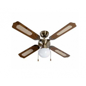 Ventilador de techo FM VTCLASSIC105, 105 cm, 50W, 4 aspas reversibles, 3 velocidades, giro i invertido, fácil montaje, madera
