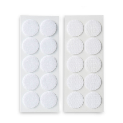 Discos adhesivos de cierre de gancho y bucle ø20 mm. blanco
