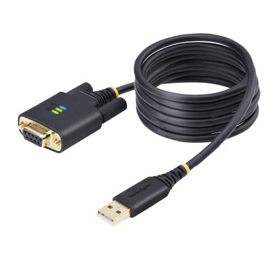 Cable Adaptador USB a Serie de Módem Nulo de 2m - FTDI RS232 - Tornillos DB9 Intercambiables - USB-A a DB9 RS232 - Windows/macOS/Linux