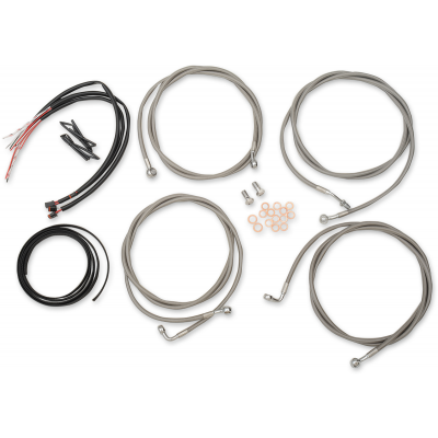 Kit completo de cable de manillar/línea de freno en acero inoxidable trenzado LA CHOPPERS LA-8054KT2-16