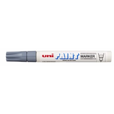 Uni-ball PX-20 Paint Marker - Marcador de Pintura - Punta Acrilica de Bala 2.2-2.8mm - Permanente en Todas las Superficies - Resistente a Luz y Agua - Color Gris