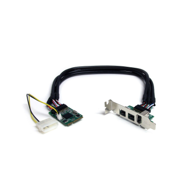 StarTech.com Adaptador Tarjeta Mini PCI Express PCIe FireWire 2 Puertos 1394b FW800 1 Puerto 1394a FW400