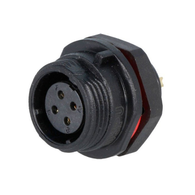 Conector Redondo IP68 - Hembra | 4 Pines | Rosca Exterior | Panel