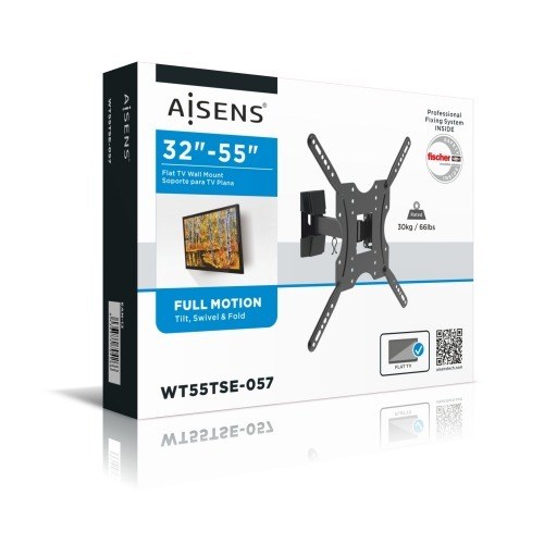 AISENS - Soporte ECO giratorio, inclinable para monitor/TV 30kg (2 Pivotes) de 32-55, Negro