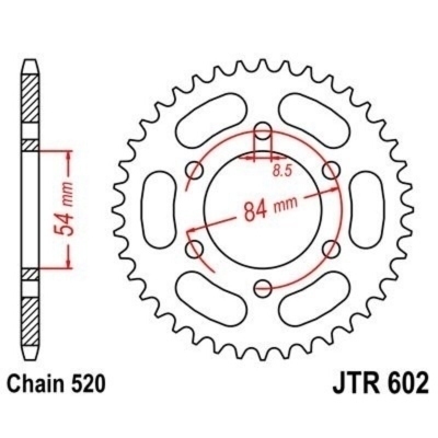 Corona JT 602 de acero con 44 dientes JTR602.44