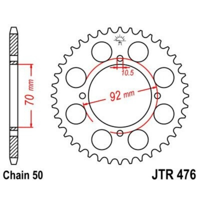 Corona JT 476 de acero con 43 dientes JTR476.43