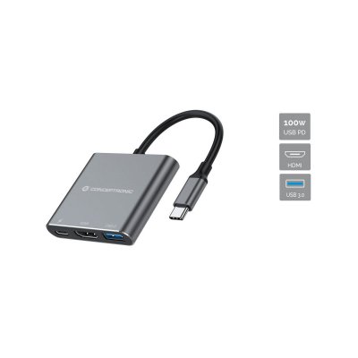DONN18G base para portátil y replicador de puertos Alámbrico USB 3.2 Gen 1 (3.1 Gen 1) Type-C Gris