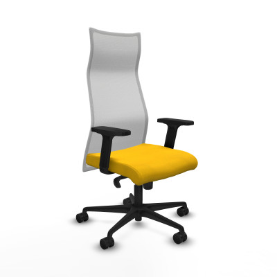 Albacete malla sincro malla blanca bali amarillo brazos 2D base nailon ruedas 65 mm nailon