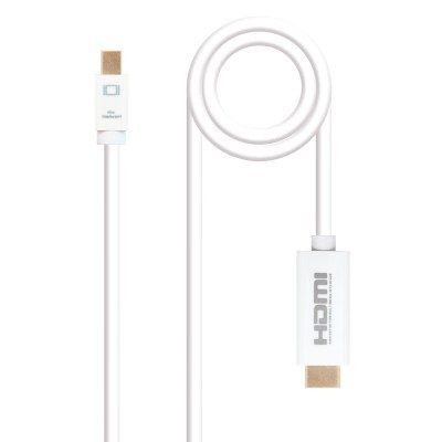 Nanocable Cable conversor Mini DP a HDMI, Mini DP/M - HDMI/M, Blanco, 2 M