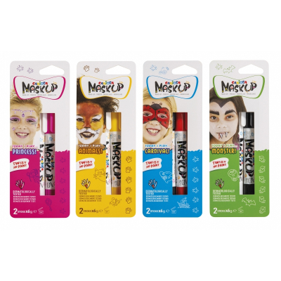 Carioca Mask Up Surt Pack de 12 Blisters de Colores para la Piel en Barra - Colores Brillantes - Lavables - Base Agua - Dermatologicamente Testados - Colores Mezclables - Color Varios