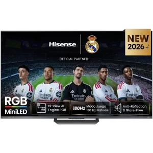 Televisor RGB MiniLED Hisense 55UR8S, 55 pulgadas, 4K, 180 Hz, Smart TV, HDR10+, gris carbón
