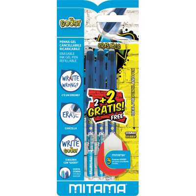 Penna Cancellabile Blu Goody 2pz Bolígrafo de gel con tapa Azul
