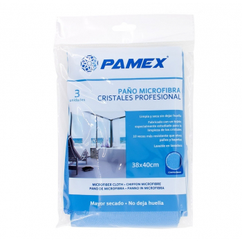 Pamex Bayeta Microfibra Profesional Cristales 38X40 3U