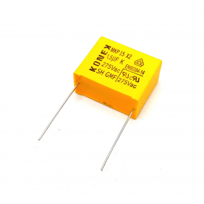Condensador de Seguridad 1,5uF 275Vac X2 Raster 27,5mm