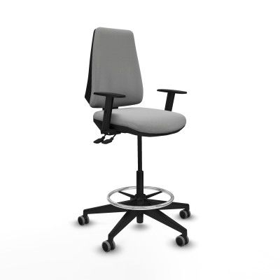Taburete Elche AS bali gris claro brazos 1D base piramidal ruedas 65mm engomadas