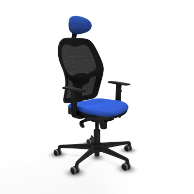 Jorquera sincro malla negra bali azul brazos 1D base nailon cabecero fijo ruedas 65mm engomada
