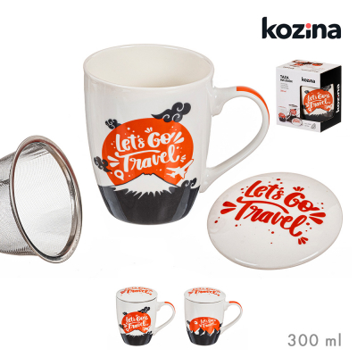 Taza infusion let's go travel con filtro y tapa, modelos variados, 300 ml
