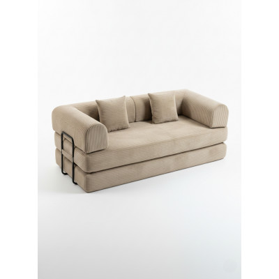 Sofá cama comprimido Curx tejido pana color beige
