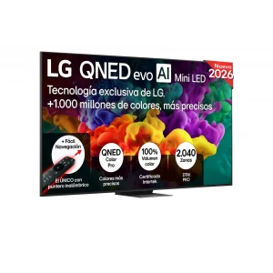 Televisor QNED evo MiniLED LG 100QNED87B6, 100 pulgadas, 4K UltraHD, 120Hz, Smart TV webOS 26, Dolby Vision, clase E, negro